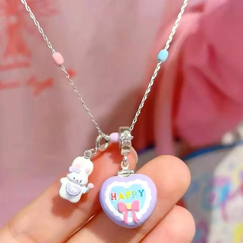 Men Accessories Locket - Sweet Rabbit Necklace Heart Locket Colorful