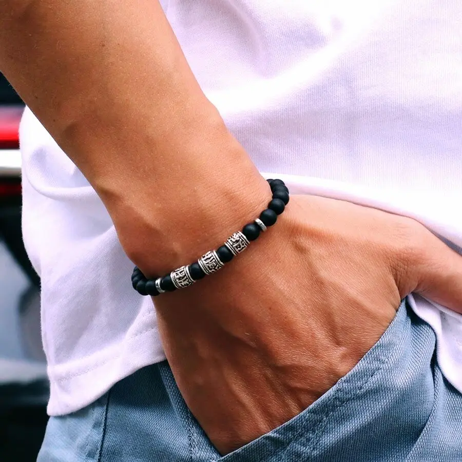 Men'S Accessories Jewelry Bracelet - Vintage Mens Bracelet Beaded Om Mani