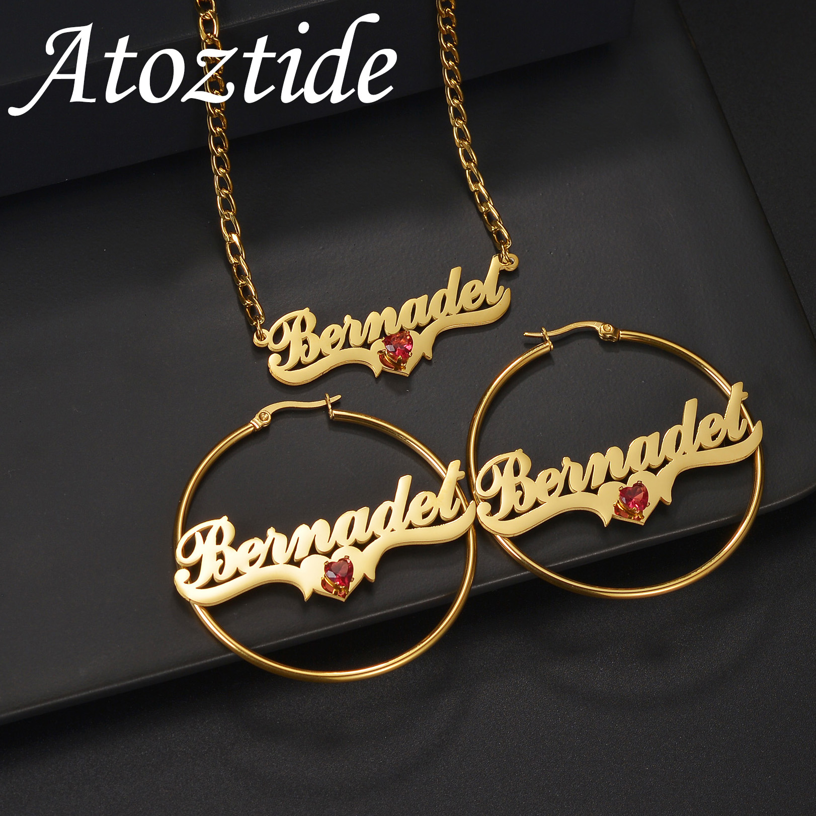 Men Accessories Earrings - Atoztide Custom Name Necklace Earring Jewelry