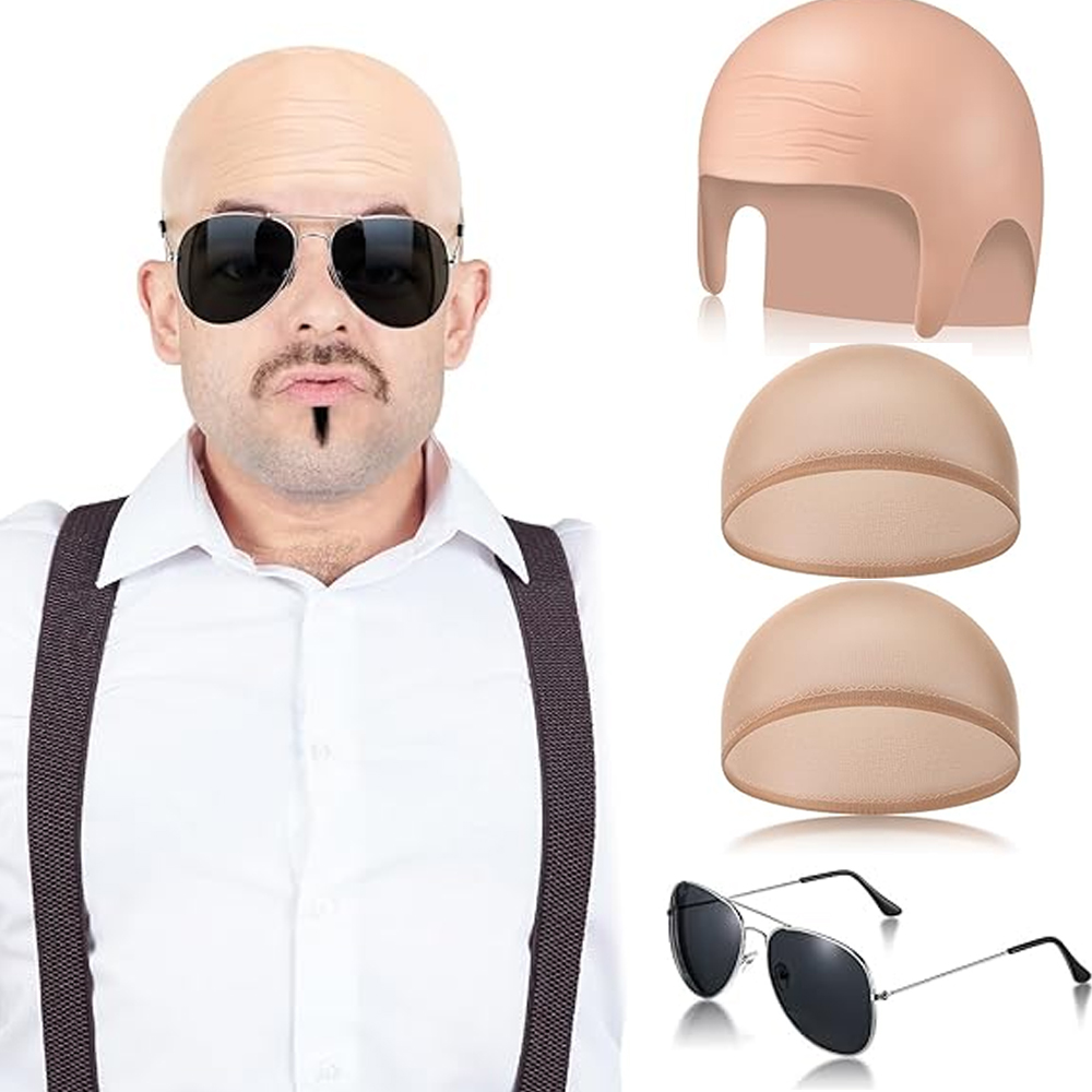 4 Pcs Bald Caps Set Makeup Bal - đánh giá và giá Men Accessories Combo Set