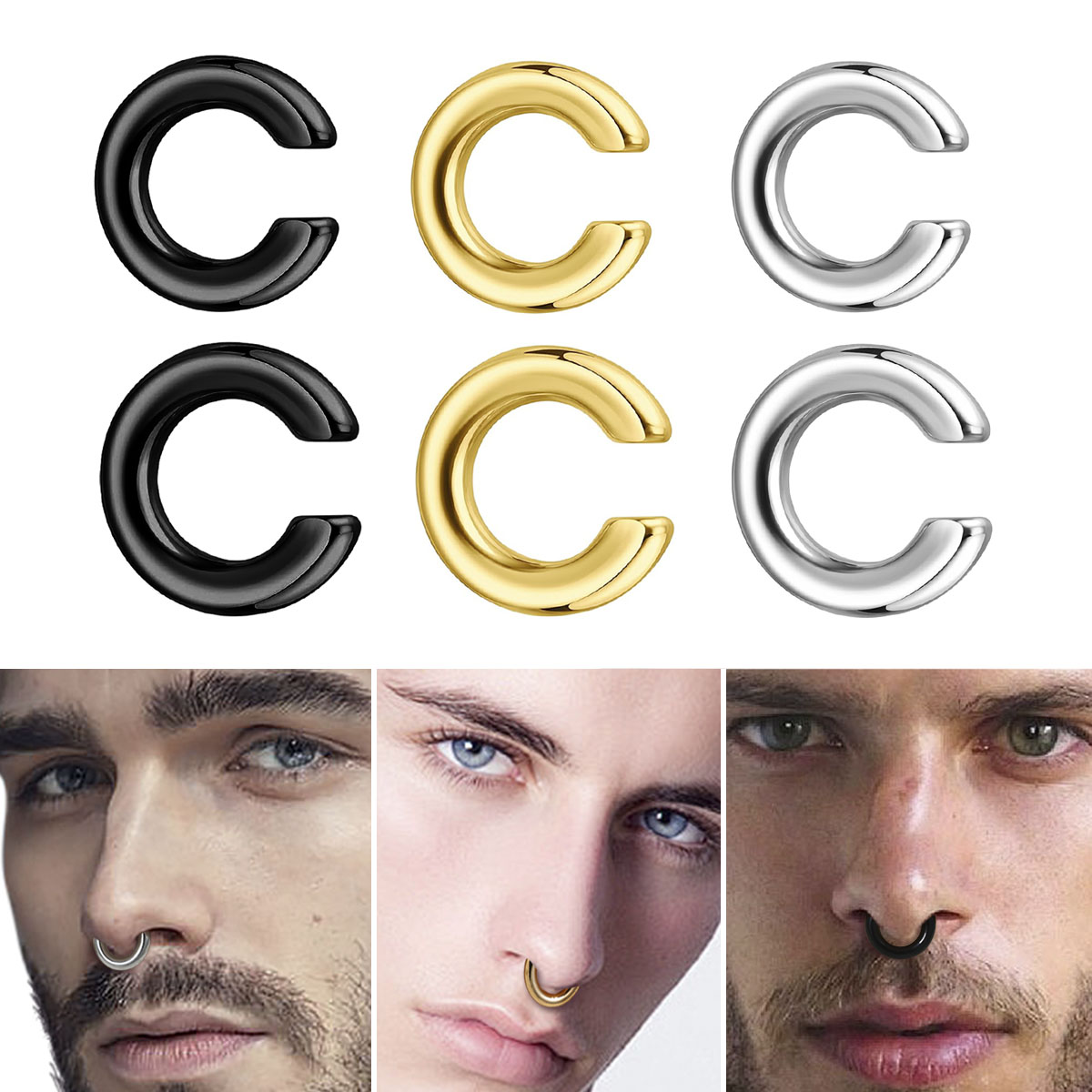1pc Exaggerated c-Shaped Non-P - đánh giá và giá Men Accessories Earrings