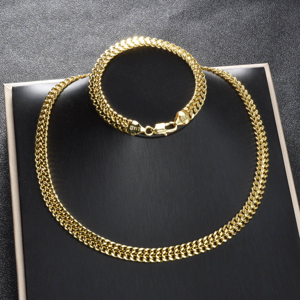 Curb Chain Jewelry Set 14K Gol - đánh giá và giá Men Accessories Combo Set