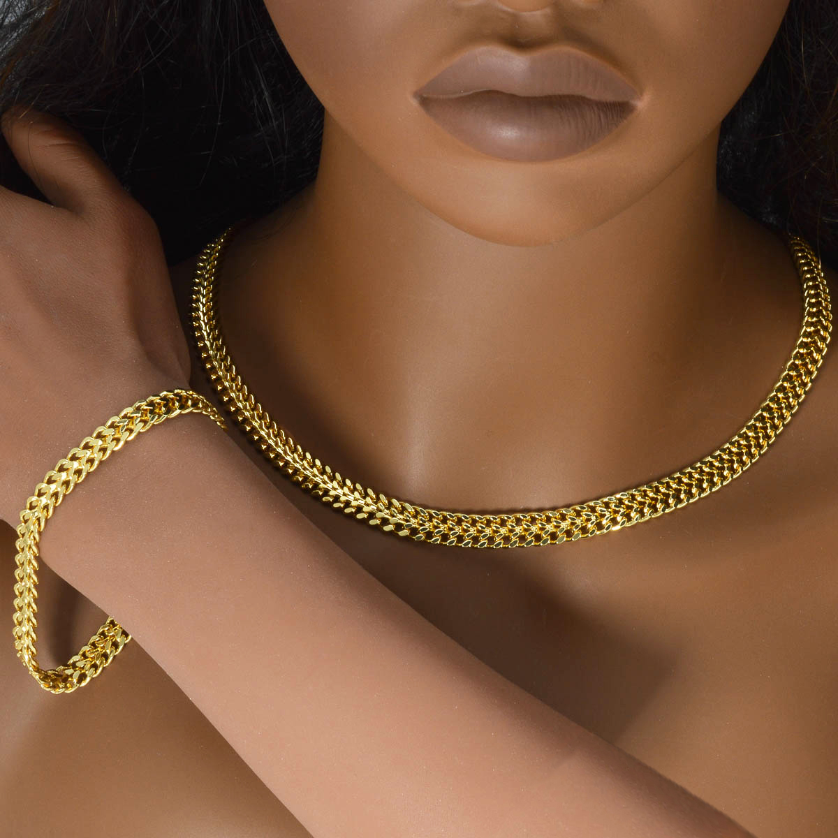 Curb Chain Jewelry Set 14K Gol - đánh giá và giá Men Accessories Combo Set